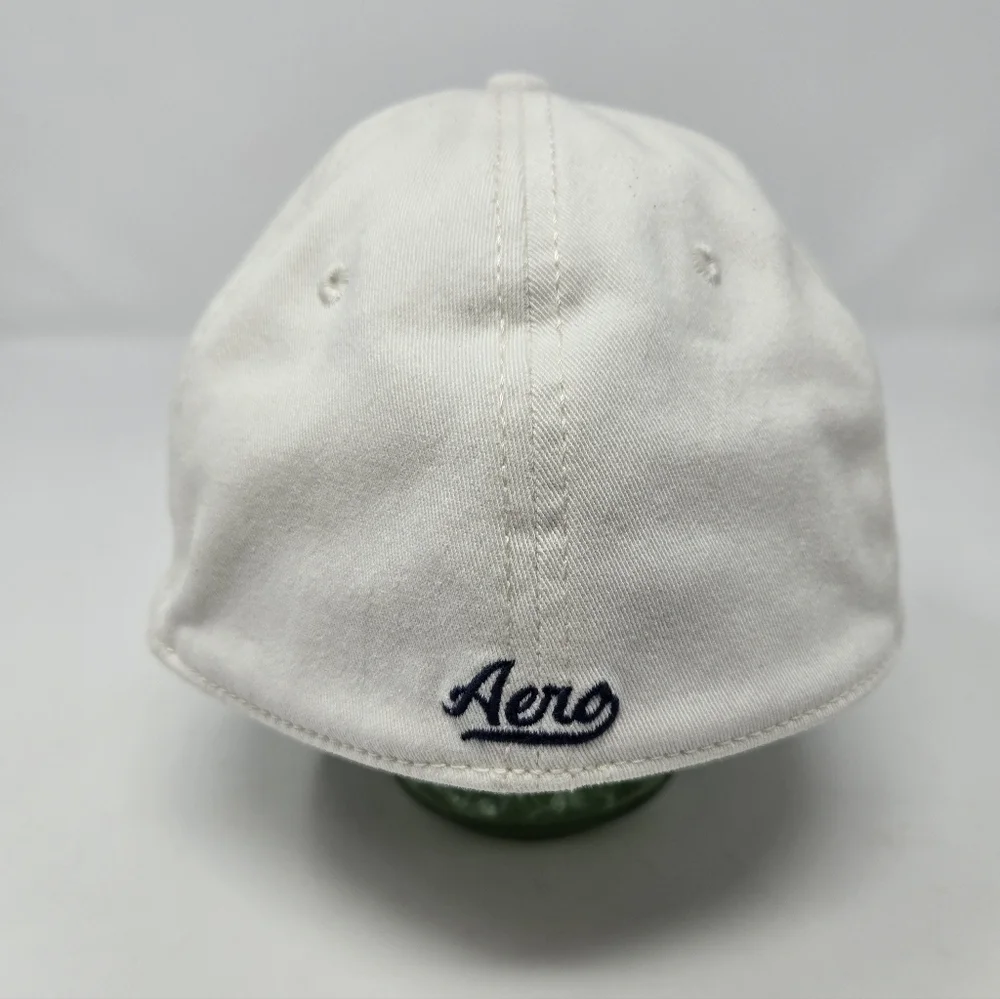 AEROPOSTALE WHITE COTTON BLEND DISTRESSED FITTED BASEBALL HAT CAP UNISEX SMALL/M